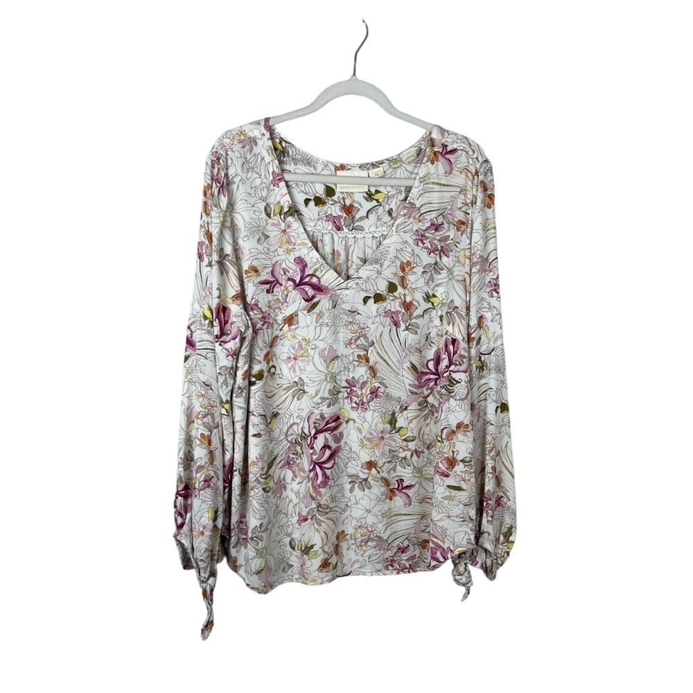 Anthropologie Maeve Pernille Peasant Tie Sleeve Blouse